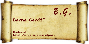 Barna Gerő névjegykártya